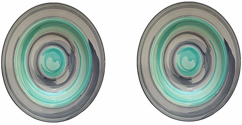 stonish Soup plate 9 inches in sea green with grey pattern Plate(2 Units)