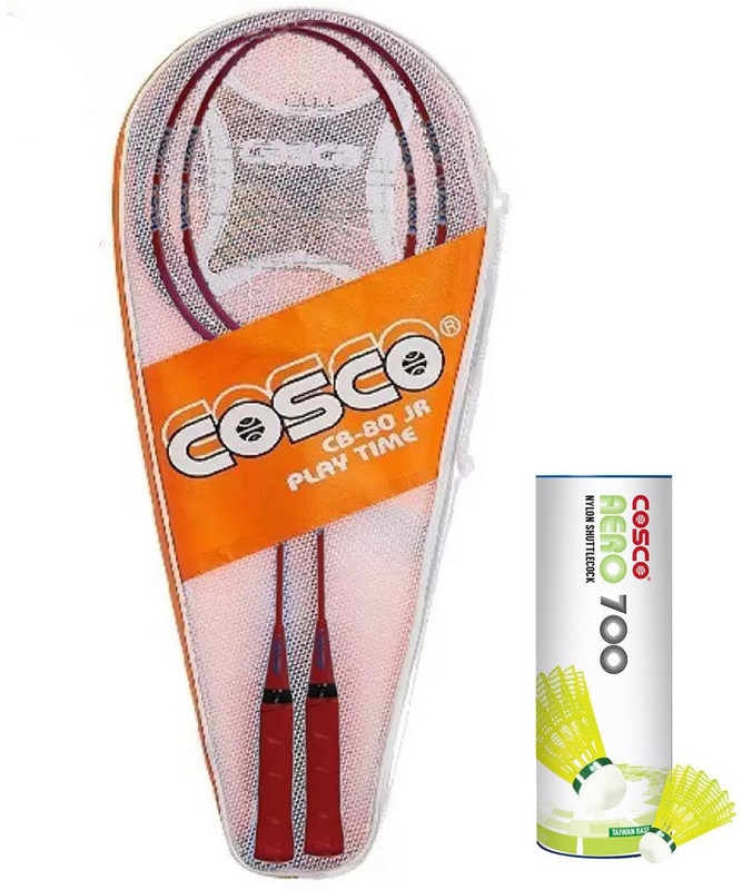 COSCO Combo of 2, 1 Pair CB-85 (Color on Availability), Aero 700 "6 Shuttle" Badminton Kit