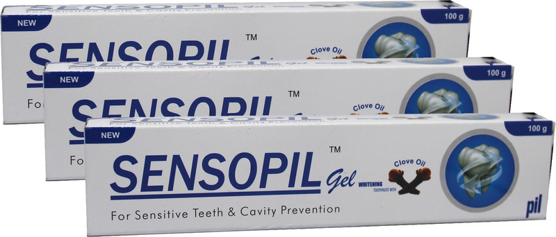 Sensopil Gel For Sensitive Teeth & Cavity Prevention 3pc Toothpaste(300 g, Pack of 3)