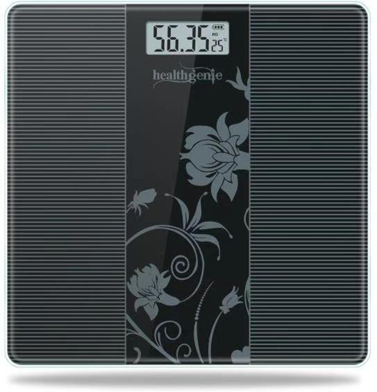 Healthgenie Electronic Digital Weighing Machine Bathroom Personal Weighing Scale, Max Weight : 180 Kgs. Weighing Scale(Black 93)