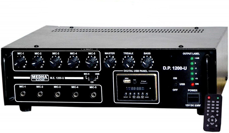 MEDHA D.J. PLUS USB-1200USB 120 W AV Power Amplifier(Black)