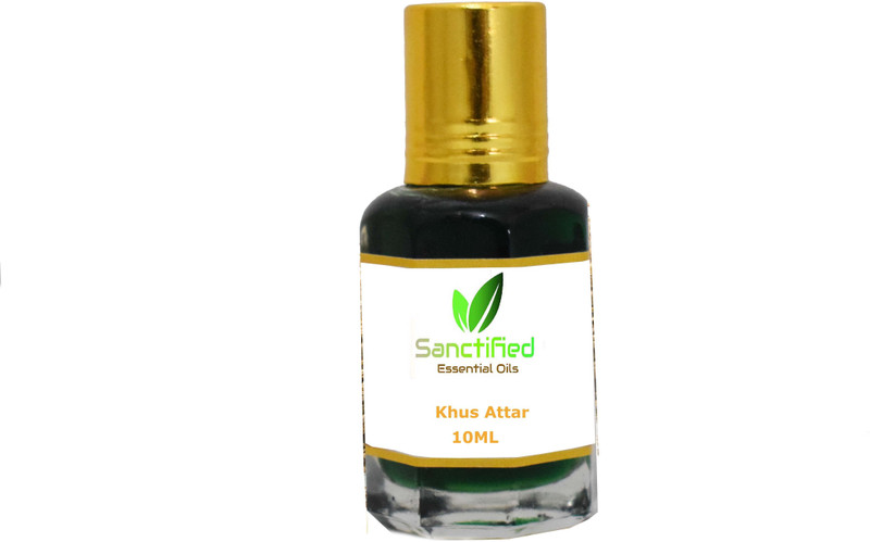 Sanctified Khus Attar Perfume 10ML 100% pure natural, Non alcoholic perfume for unisex Herbal Attar(Oud (agarwood))