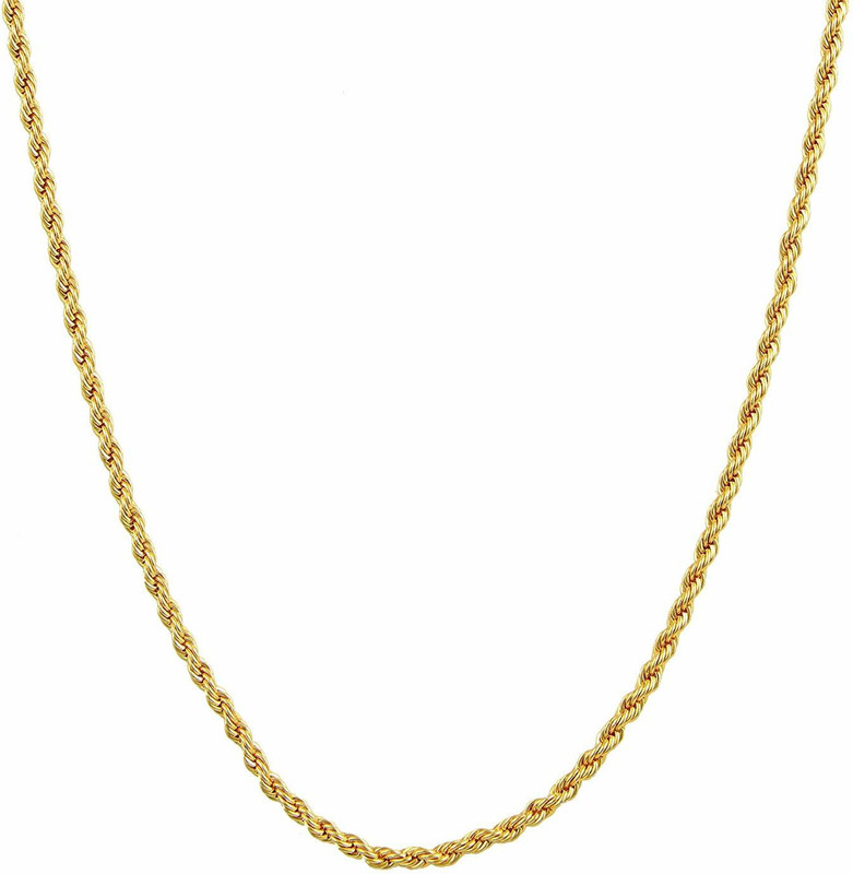 silverish 24K Gold Plated Gold Rope Chain Chain 2 MM Gold-plated Plated Alloy Chain