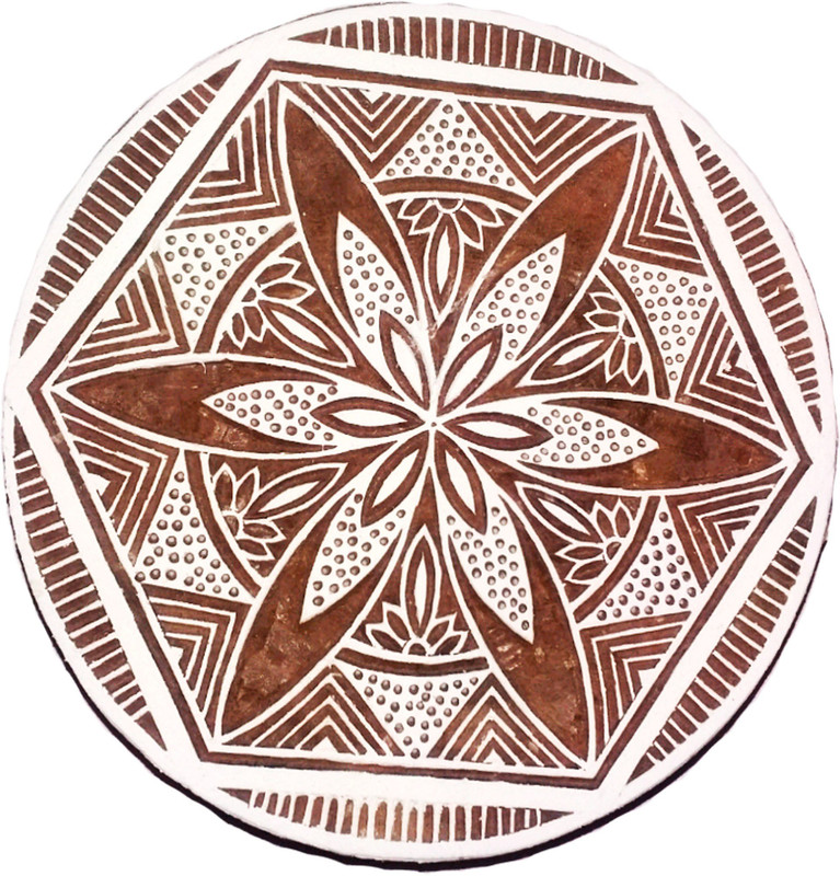 fancy handicraft Round Design Wooden Printing Stamp Block Hand-Carved, Pottery Crafts and Textile Print, (FBS110) Printing Blocks(Pack of 1)