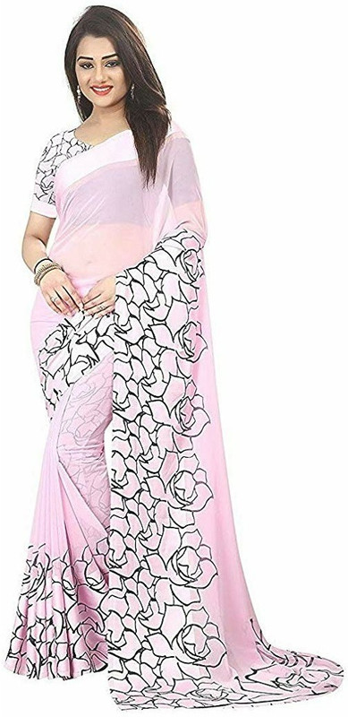 sky vision creation Printed Fashion Georgette Saree(Pink)