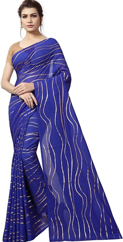 sky vision creation Embellished Leheria Chiffon Saree(Blue)