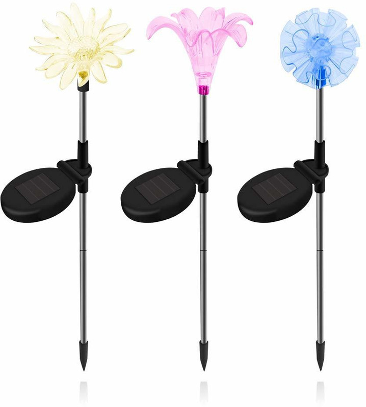 Quace Dandelion, Lily & Sunflower Stake Solar Light Set(Floor Mounted Pack of 3)