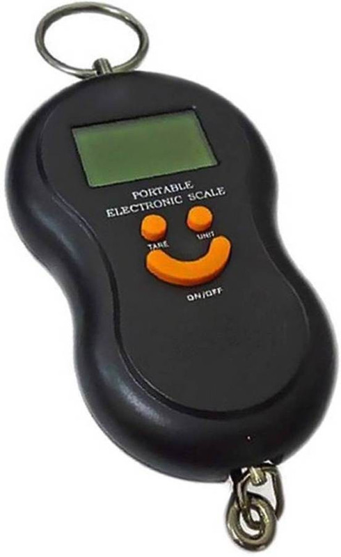 Zelenor 50Kg Portable Hanging Luggage Weight Machine Digital for Weighing Household Items Smiley Pocket Weighing Scale(Black)