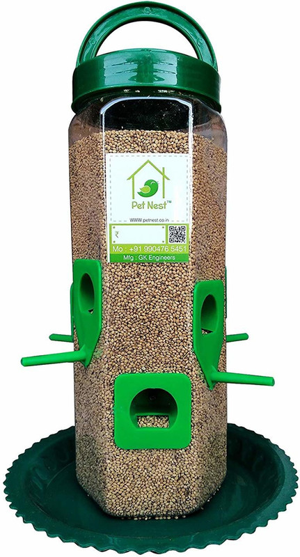 petnest Six Port Bird Feeder for All Bird Transparent - 1 Piece Tube Bird Feeder(Multicolor)