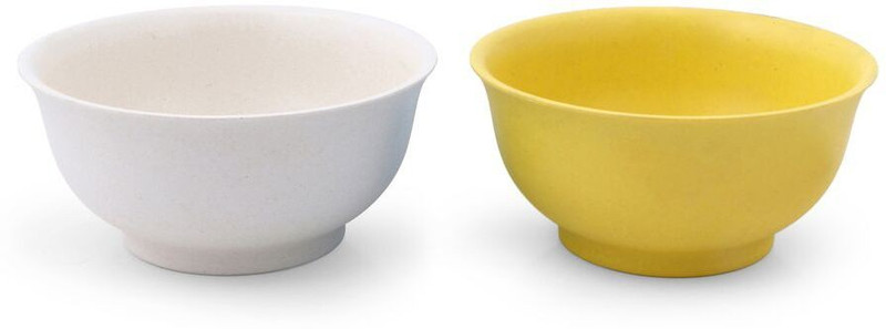 sevya Classic Organic Eco friendly Reuseable Bamboo Crockery Bowls, Set of 2 Pcs, Yellow White , Biodegradeable Wooden Bowl Set Wood Bowl Set(Yellow, White, Pack of 2)