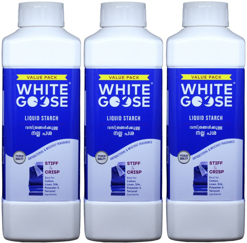white goose Liquid Starch 1 Ltr Pack of 3 Fabric Stiffener(3 L)