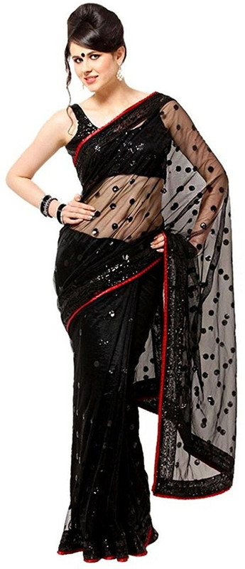 jayant creation Embroidered Bollywood Net Saree(Black)