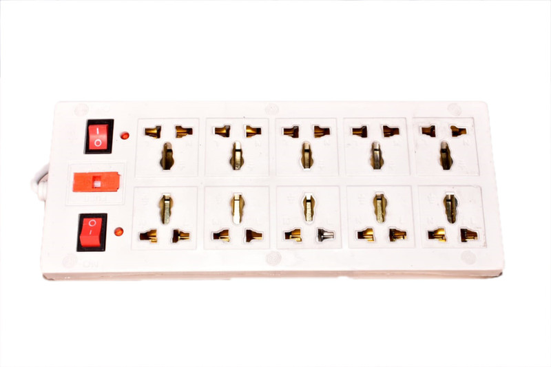 handily Power Extension Board 10 Plug Point with 2 On/Off Button Multipurpose use Surge Protector. 10 Socket Surge Protector(White)