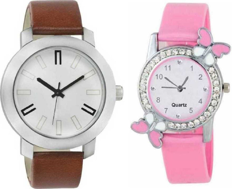 standard choice Party-Wear,Casual,Formal,Sports,Office Type,Standard Combo Watch Brown And Pink Kids Girls And Men New Model Stylish Collection Analog Watch  - For Couple