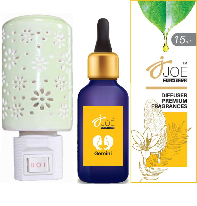 joe creation Aroma Diffuser Oil for Zodiac Sign Gemini With Night Light Diffuser Set (Pack of 2)(15 ml)