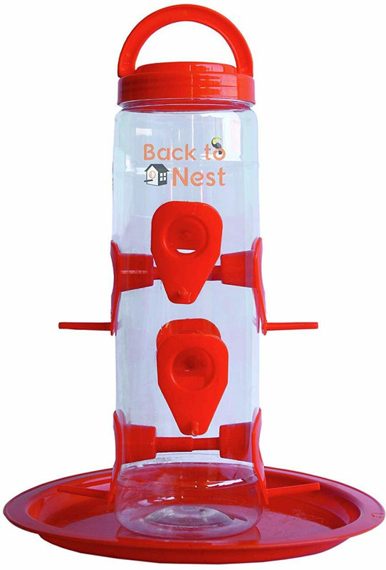 petnest Jumbo Size Bird's Plastic Cage Water and Food Feeder, 400ml - Pack of 2 Tube Bird Feeder(Multicolor)