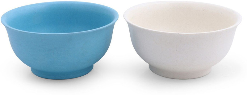 sevya Classic Organic Eco friendly Bamboo Crockery Bowls Set of 4 Pcs, Blue White, Biodegradeable Wood Bowl Set(Blue, White, Pack of 2)