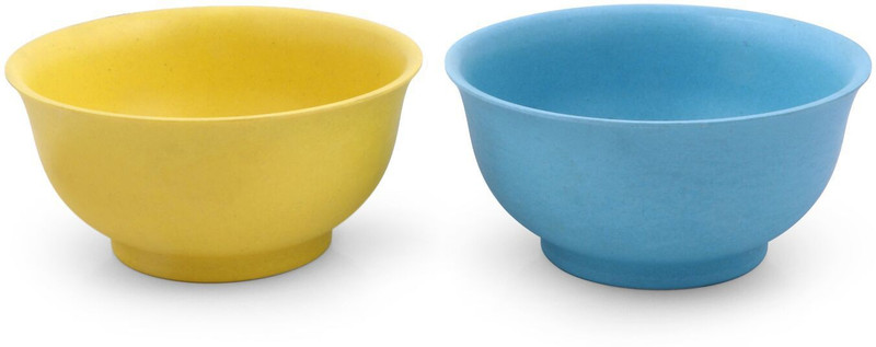 sevya Classic Organic Eco friendly Bamboo Crockery Bowls Set of 4 Pcs, Yellow Blue, Biodegradeable Wood Bowl Set(Yellow, Blue, Pack of 2)