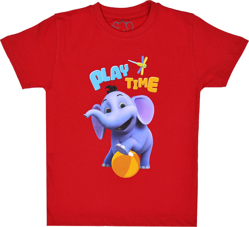 appu apparels Boys Printed Cotton Blend T Shirt(Red, Pack of 4)