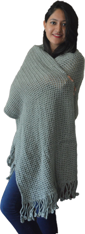 wulies Wool Woven Women Shawl(Grey)