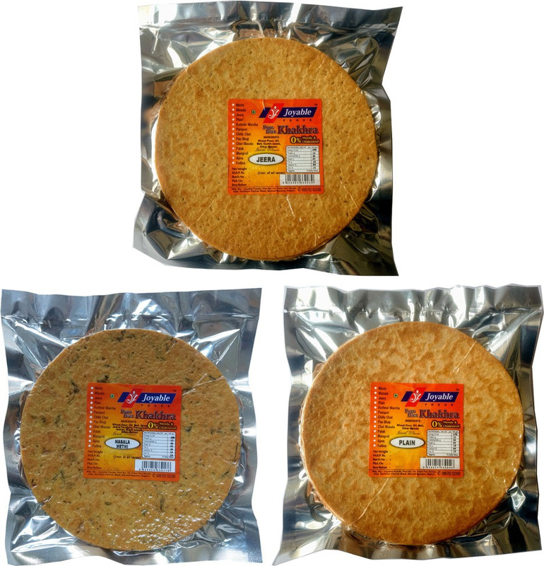 joyable Khakhra (2 Methi Masala,2 Jeera,2 Plain)(Pack of 3, 3 x 400, 1200 g)