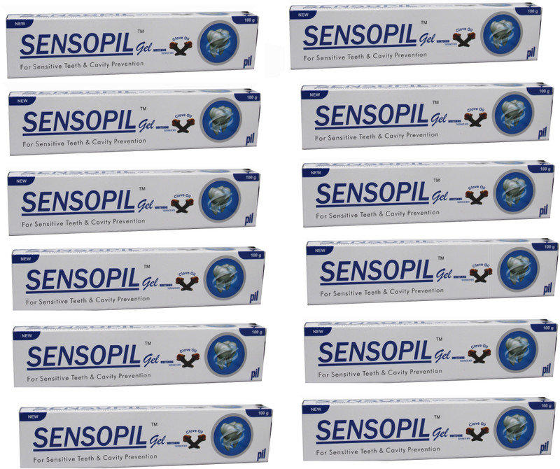 pil Sensopil Gel Whitening Tooth paste for Sensitive teeth & Cavity Control Toothpaste(1200 g, Pack of 12)