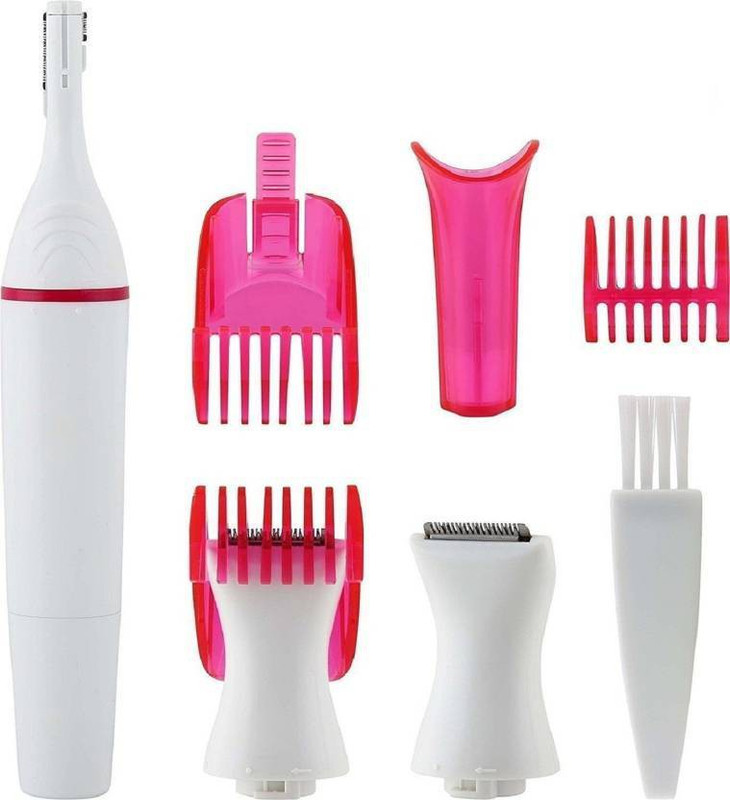 pepon Electric Touch Bikini Trimmer Sweet Shaving Style Women Eyebrow Underarms Hair Remover Set of 5 Pc (Best-Offer)  Runtime: 30 Trimmer for Women(Pink, White)