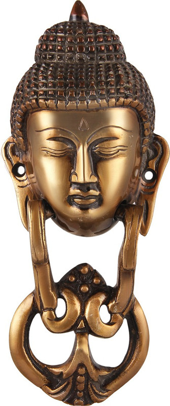 onvay Antique Look Buddha with Ring Door Handle Brass Door Knocker(Antique Brass)