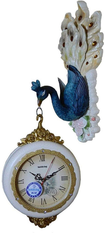 halzhlxing Analog 60 cm X 35 cm Wall Clock(Blue, With Glass)