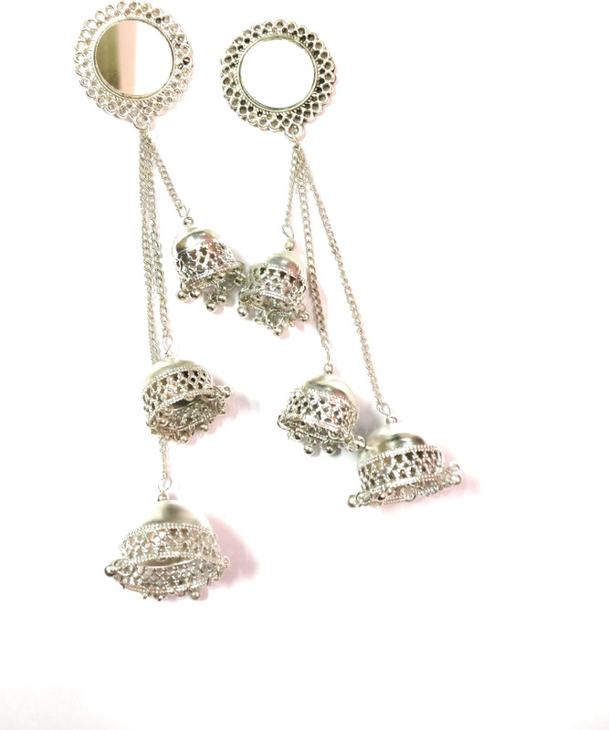 akshara jewels Akshara jewels Stylish mirror work Fancy party Wear Jewellery Alloy Drop Earring Brass Jhumki Earring