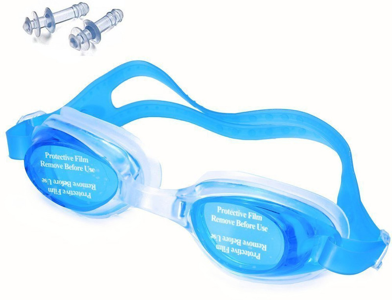 THE MORNING PLAY Kids Silicon Swimming Goggle Children Non-Fogging Anti UV Eye Protection BLACK Swimming Goggles(Black)