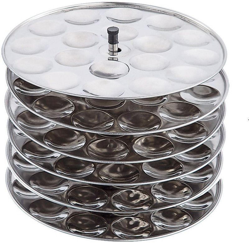sahajavi Mirror Finished Stainless Steel 6 Plates Mini Idly Stand/Plates(108 Idles) Standard Idli Maker(6 Plates , 108 Idlis )