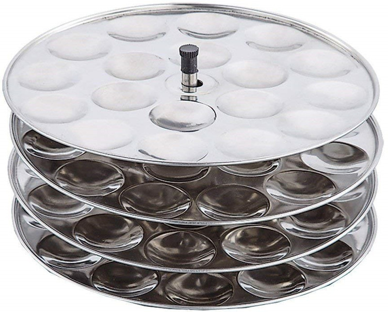 sahajavi Mirror Finished Stainless Steel 4 Plates Mini Idly Stand/Plates(72 Idles) Standard Idli Maker(4 Plates , 72 Idlis )