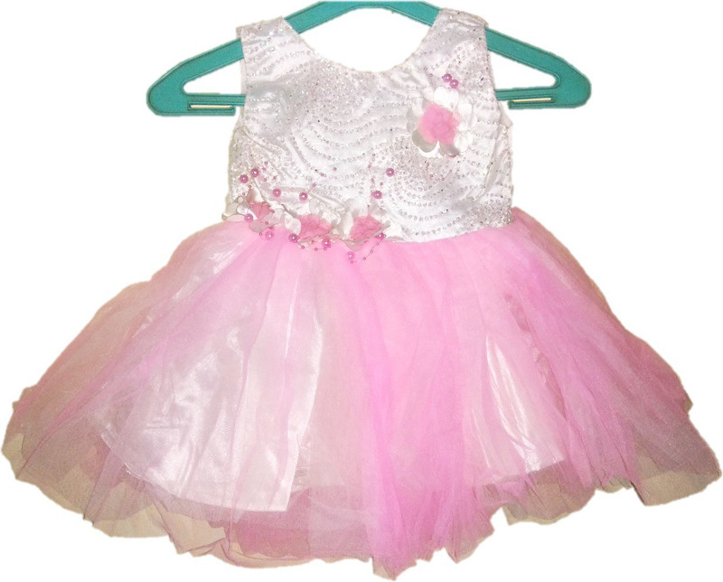 vva prime Girls Midi/Knee Length Party Dress(Pink, Sleeveless)