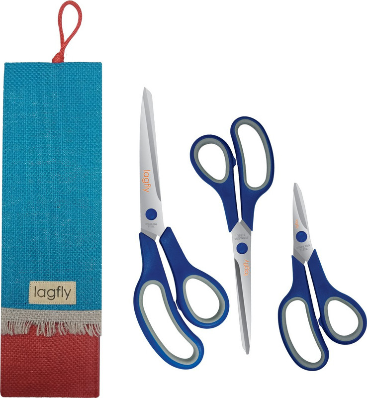 lagfly Set of 3 - Multipurpose Scissors with Storage Pouch Scissors(Set of 3, Blue)
