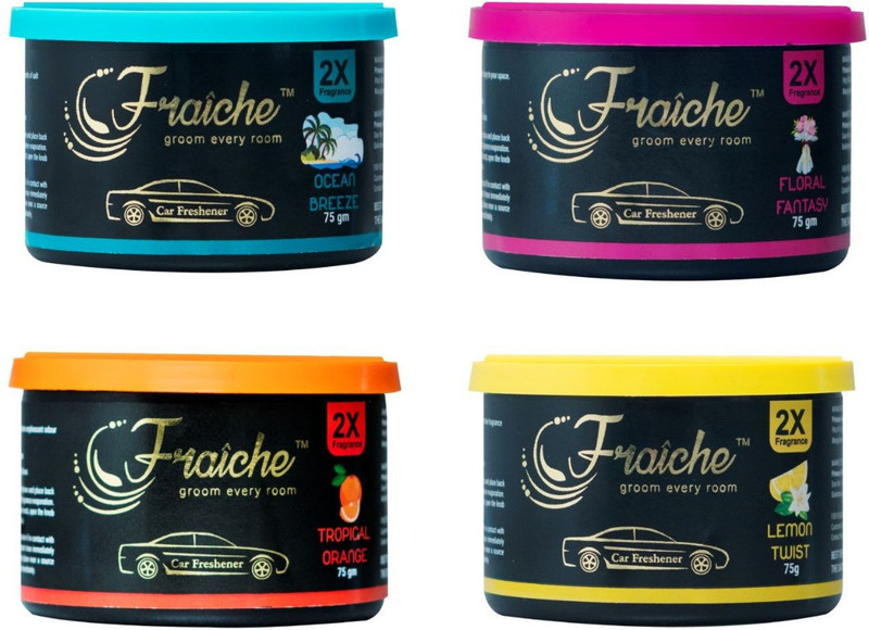 fraiche tropical orange, floral fantasy, ocean breeze, lemon twist Car Freshener (Pack of 4)(300 g)