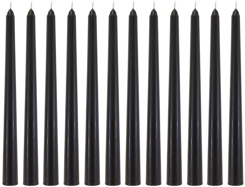 sunnydecor Spell Candles: Black Taper Candle, Household Candle (10 inch) (Pack of 12) Candle(Black, Pack of 12)