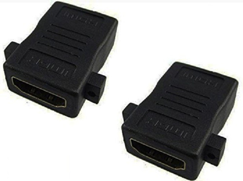 TechGear HDMI Female to Female Screw Lock Panel Mount Adapter Connector Extender 1080P - (Pack of 2 Pcs) Gaming Adapter(Black, For Xbox One, PS4, PS3, PS2, X-box 360)