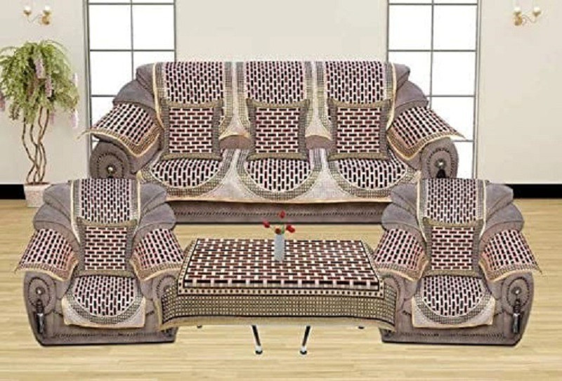 kk home store 1 diwan bedsheet with 5 cushion covers and 2 booster covers 1 table cover + 5 seater sofa cover sofa-1-sofa Sofa Fabric(multi 23 m)