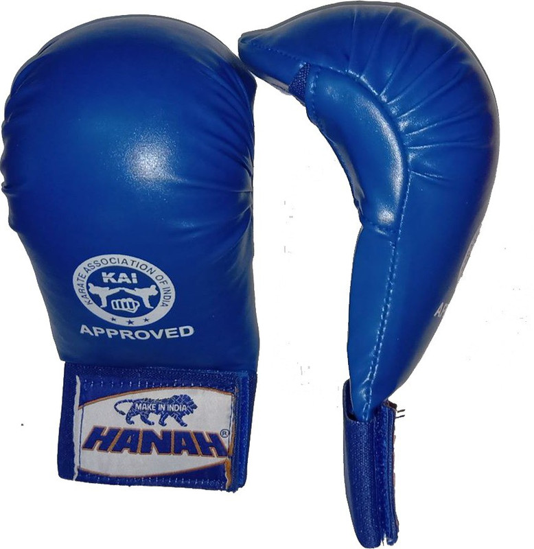 hanah sports KARATE GLOVES (BLUE-LARGE) KAI APPROVED Boxing Gloves(Blue)
