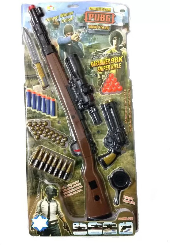 shopjamke PUBG KAR 98k Sniper Rifle 2 in 1 toy Gun with Pistol,Pan and other accessories (Brown)(Multicolor)