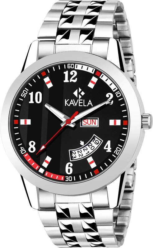 kavela stainless steel watch with blue color multi shade dial n dual shade stainless steel strap silver matt and glossy Analog Watch  - For Men