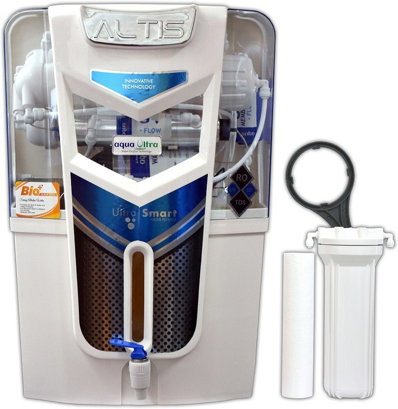 AQUAULTRA 14L Gold RO+11W UV(OSRAM, Made In Italy) +B12+TDS Contoller Water Purifier 14 L RO + UV + UF + TDS Water Purifier(White)