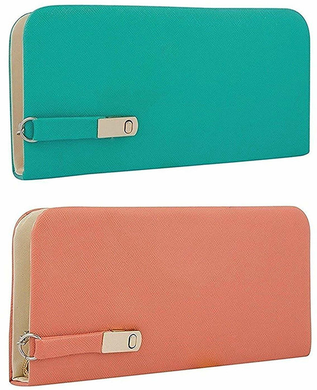 site teccho Casual Green, Orange  Clutch