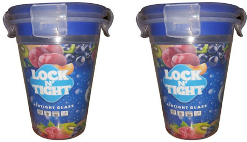 bluedollar Plastic Glass for Drinking/juicess/Return Gift for Kids and Adult.transperent.Pack of 2 Lock and Seal(450ml) Glass(Plastic, 450 ml, Clear, Pack of 2)