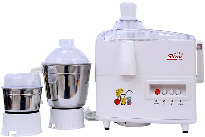 silver home CUTY1901 550 Juicer Mixer Grinder(White, 2 Jars)