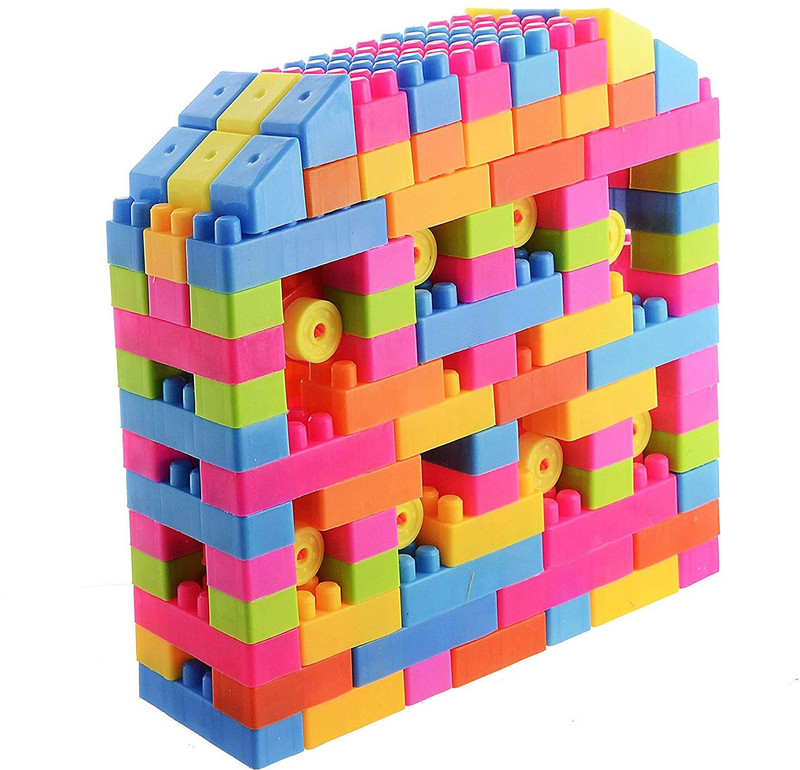allmusic 100 Pcs Plastic Building Blocks, Round Corner, Interlocking Connection, Child Building Toy Set(100 Pieces)