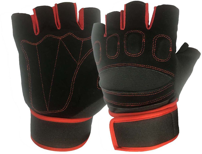 WMX Sports Gym Gloves for Weight Lifting and Exercise Gym & Fitness Gloves(Black)