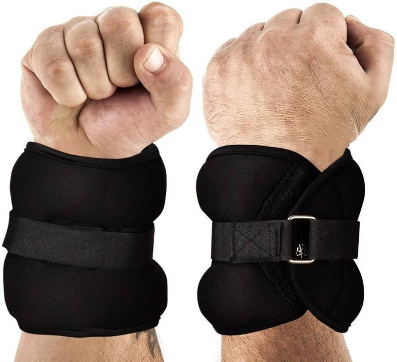 Leosportz Adjustable( 1 kg each) Ankle Weights Wrist Leg Weights (A Pair) Single Velcro Wrist Support(Black)