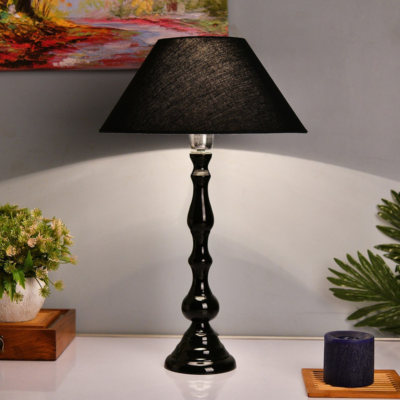 Homesake Glossy Black Teardrop Aluminium Table Lamp With Black